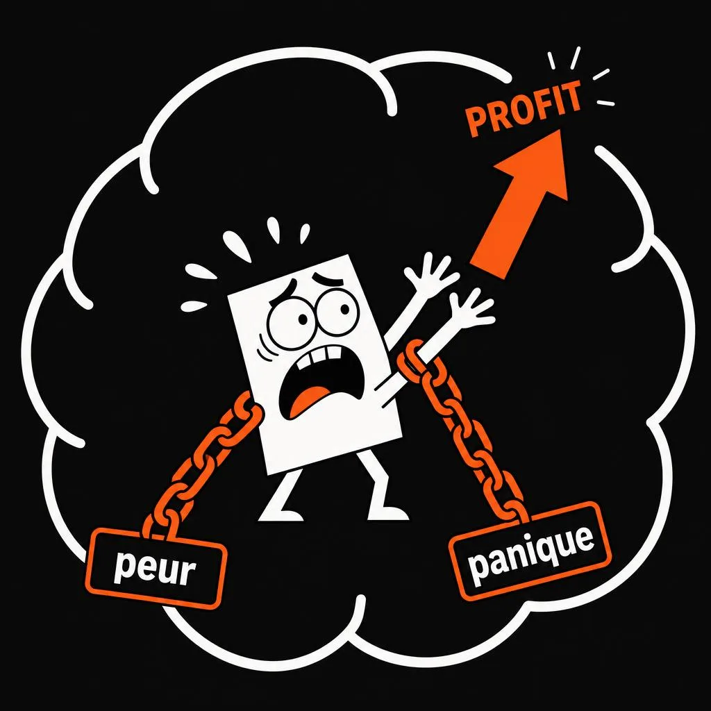 Investisseur enchaîné par la peur et la panique en bourse